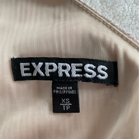 EXPRESS One Shoulder Champagne Mini Dress - Picture 3 of 3